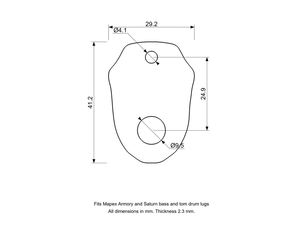 Drum Lug Spacer/Gasket, Mapex Armory/Saturn Compatible Drum Part Replacement Diagram