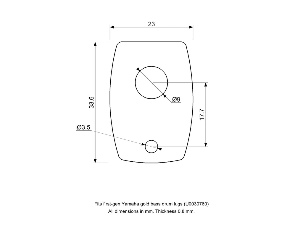 Bass Lug Spacer/Gasket, Yamaha (First Gen, Gold Lug) Compatible Drum Part Replacement (U0030760) Diagram