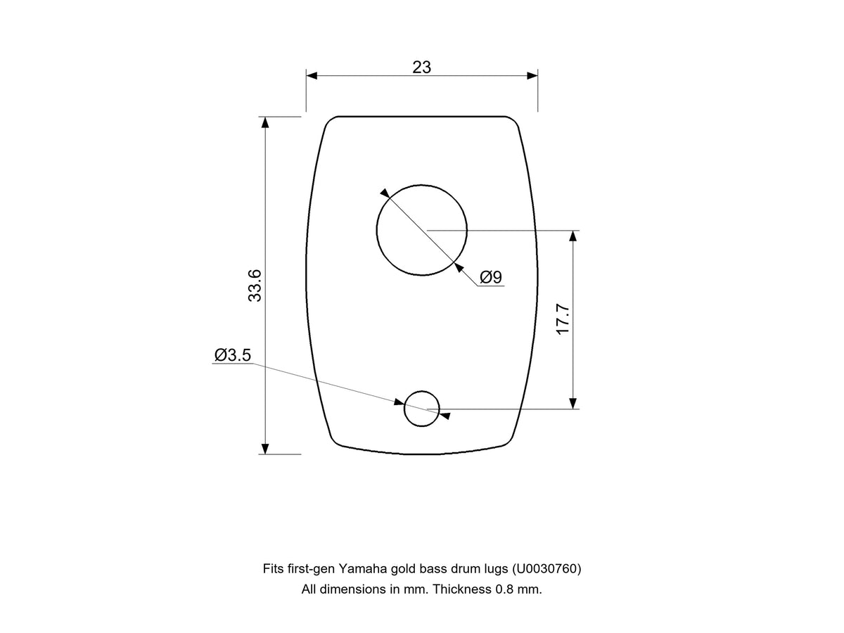 Bass Lug Spacer/Gasket, Yamaha (First Gen, Gold Lug) Compatible Drum Part Replacement (U0030760) Diagram