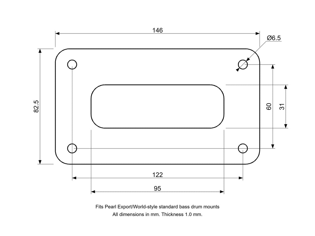 Bass Mount Spacer - Pearl Compatible Drum Part Replacement (Export/World-Style) Diagram