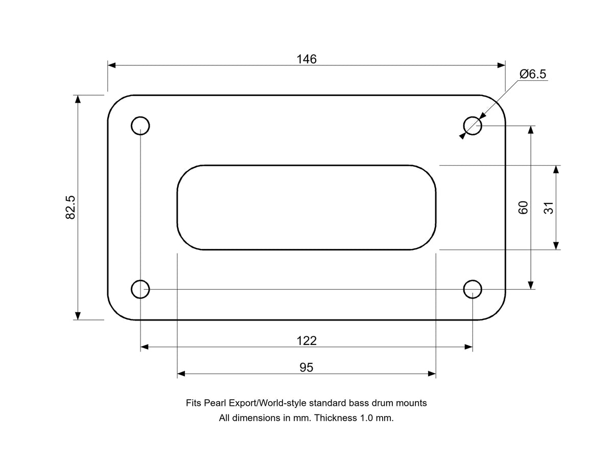 Bass Mount Spacer - Pearl Compatible Drum Part Replacement (Export/World-Style) Diagram