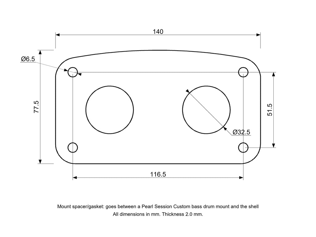 Bass Mount Spacer - Pearl Session Custom Compatible Drum Part Replacement Diagram