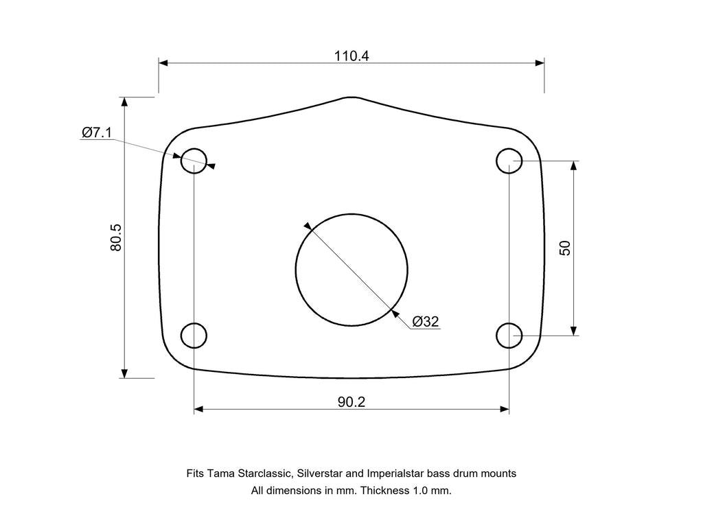 Bass Mount Spacer - Tama Compatible Drum Part Replacement (Starclassic/Silverstar/Imperialstar) Diagram