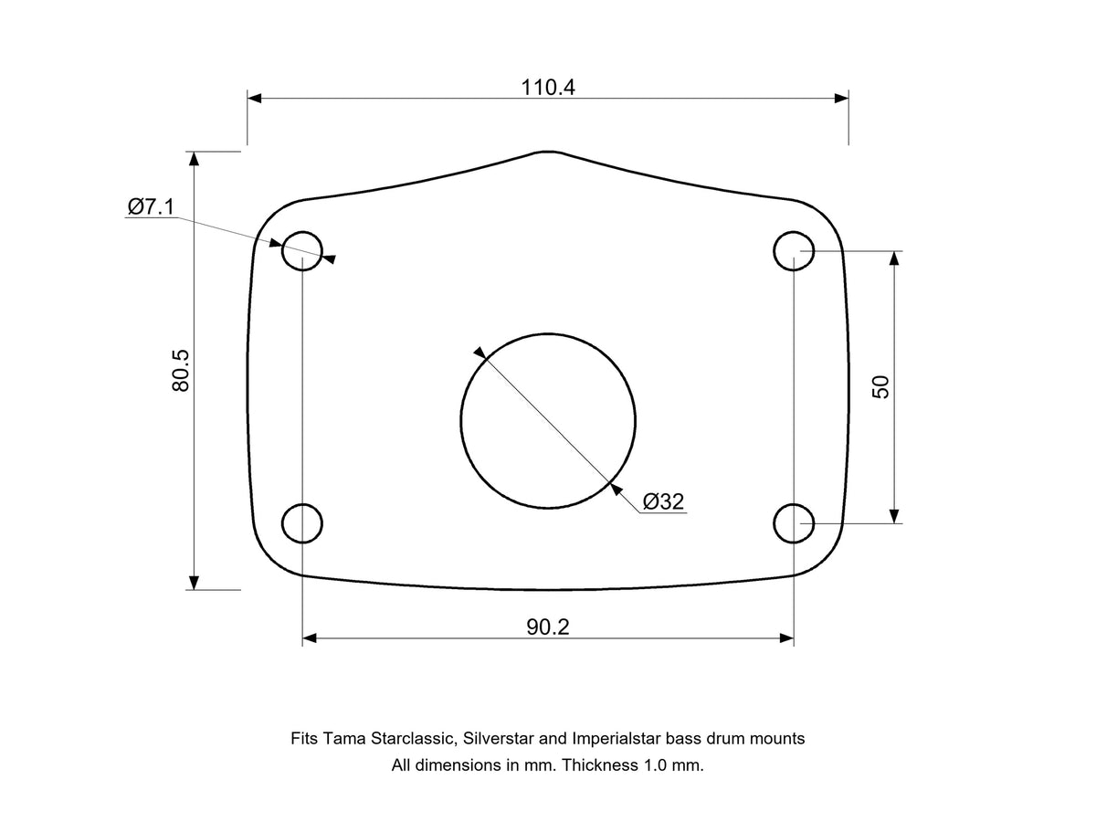Bass Mount Spacer - Tama Compatible Drum Part Replacement (Starclassic/Silverstar/Imperialstar) Diagram