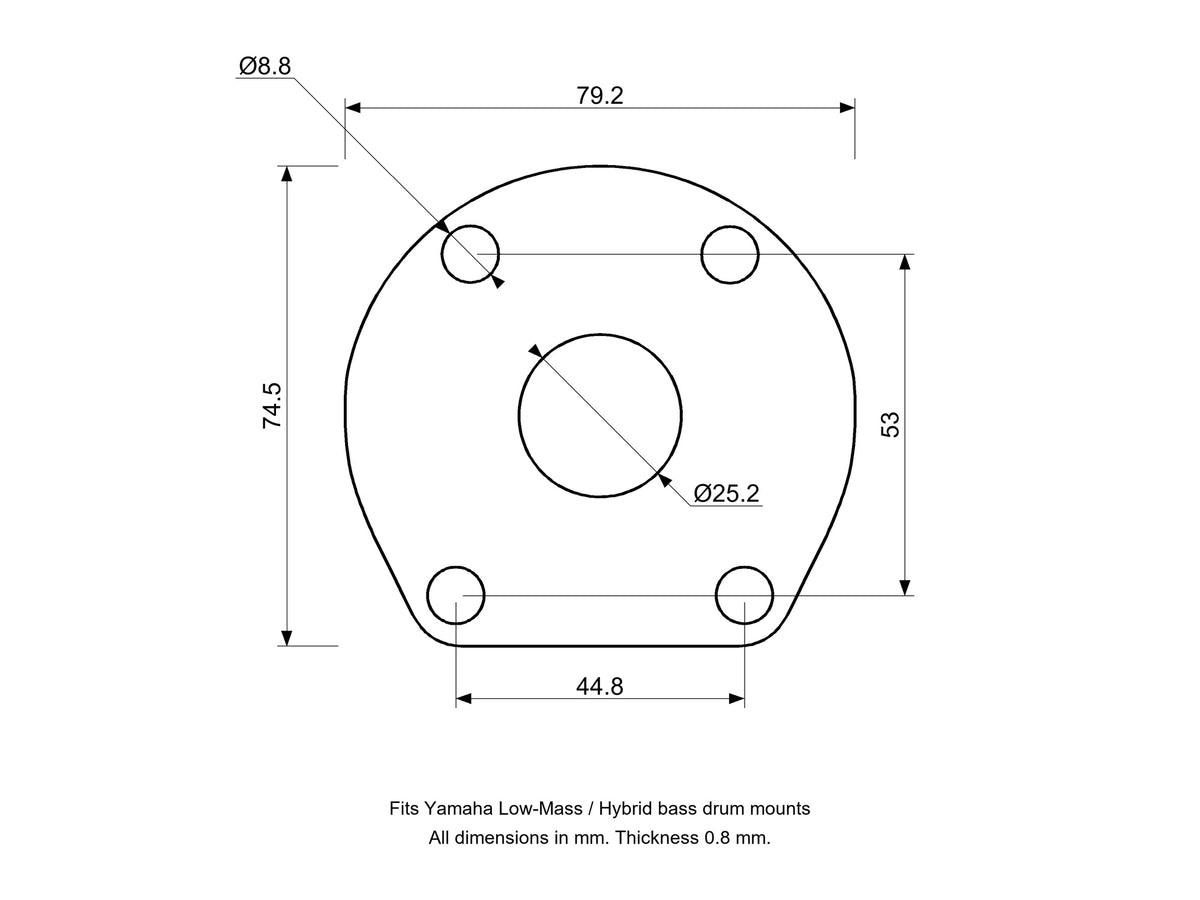 Bass Mount Spacer - Yamaha Compatible Drum Part Replacement (Low-Mass/Hybrid) Diagram