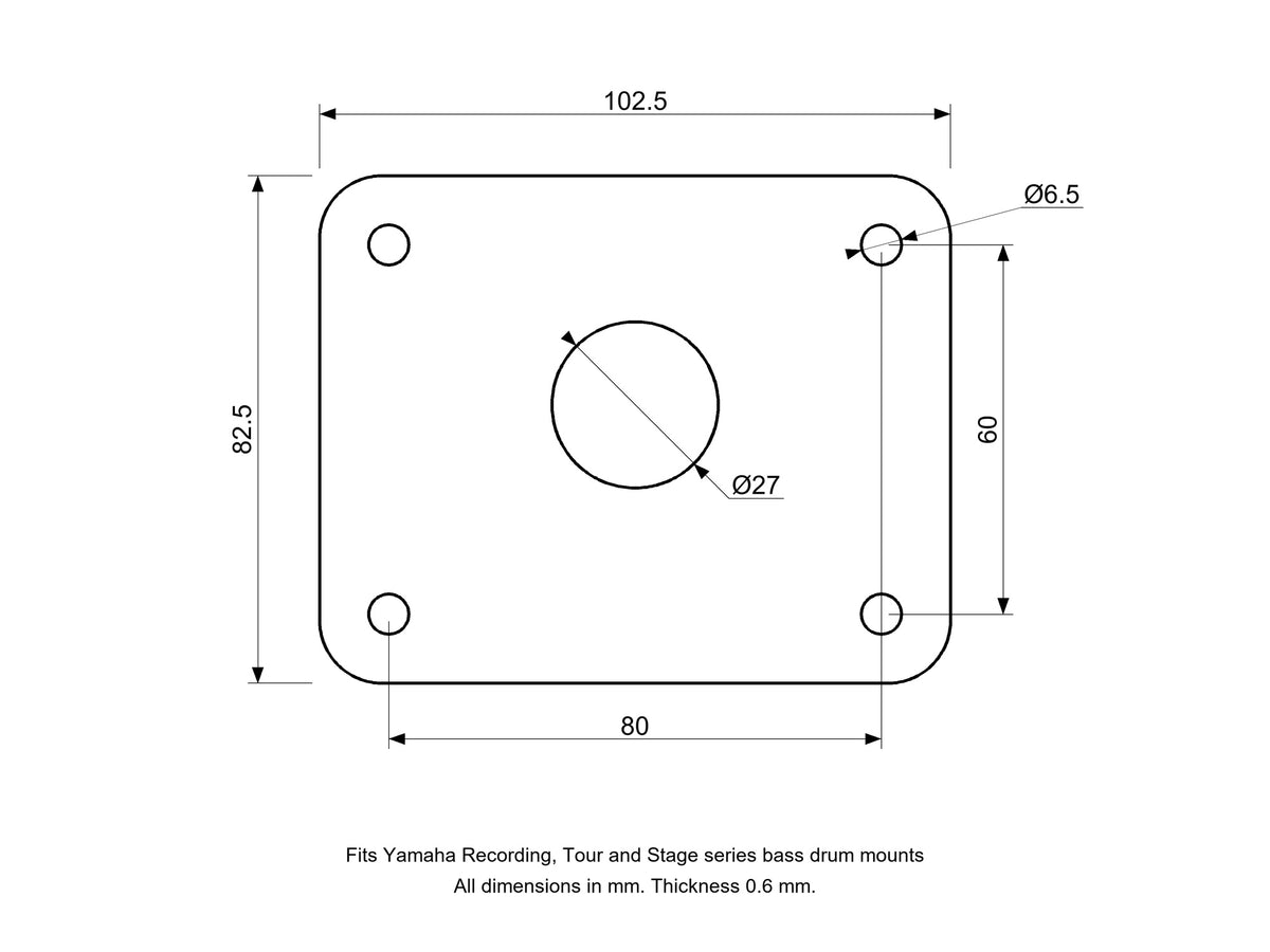 Bass Mount Spacer - Yamaha Compatible Drum Part Replacement (Recording/Tour/Stage) Diagram