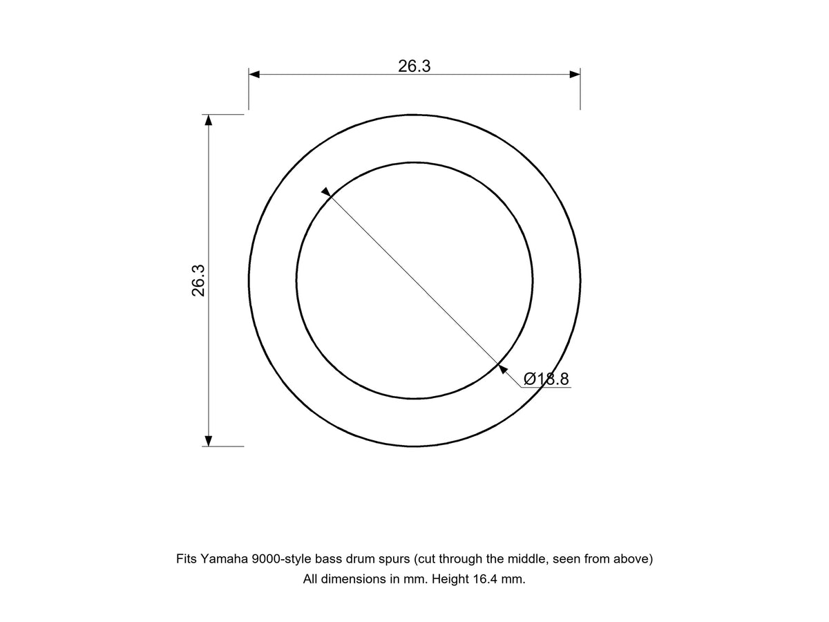 Bass Drum Spur Foot - Yamaha 9000-Style Drum Part Replacement Diagram