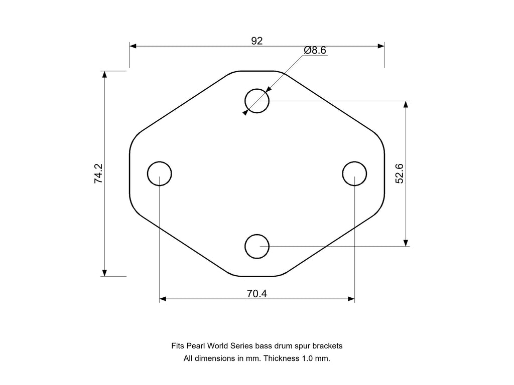 Bass Drum Spur Spacer - Pearl Compatible Drum Part Replacement (World Series) Diagram