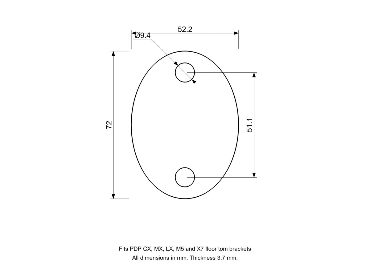 Floor Tom Bracket Spacer, PDP Compatible Drum Part Replacement (CX/MX/LX/M5/X7) Diagram