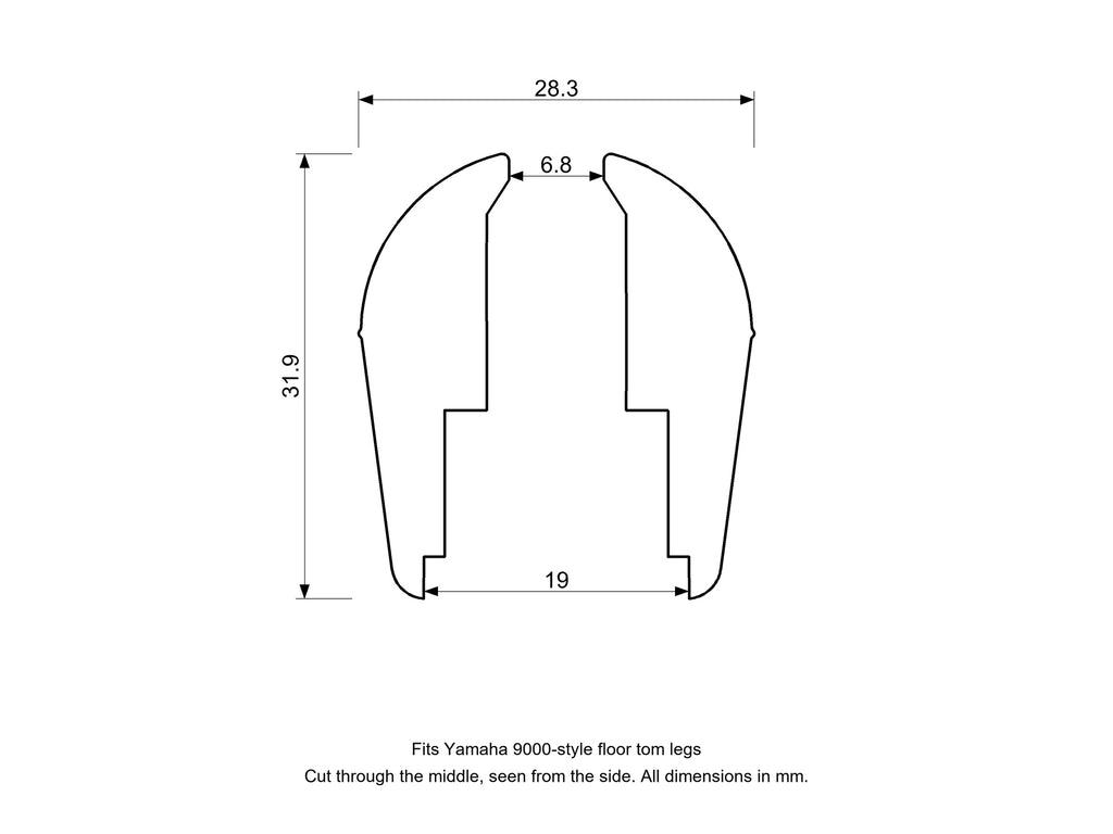 Floor Tom Leg Foot - Yamaha 9000-Style Drum Part Replacement Diagram