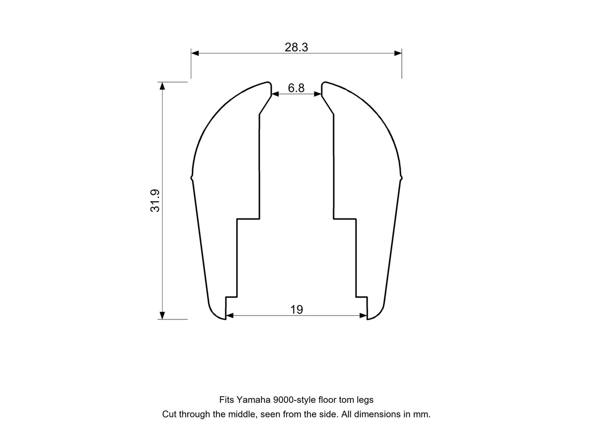 Floor Tom Leg Foot - Yamaha 9000-Style Drum Part Replacement Diagram