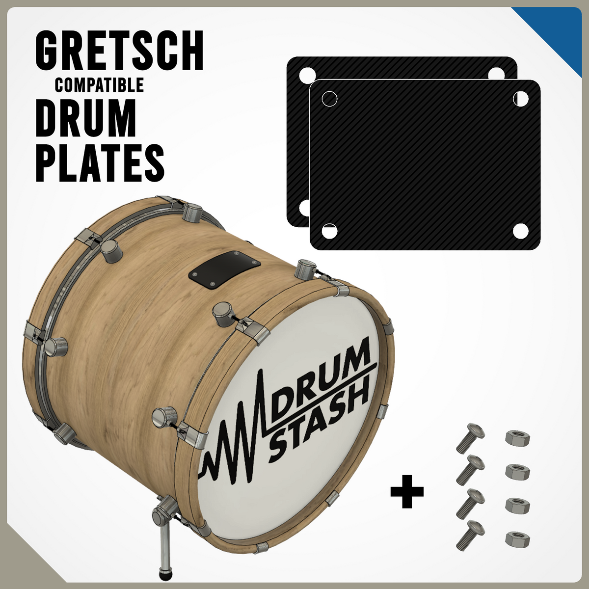 Gretsch Compatible Bass Drum Masking Plate (Catalina), 3D printed drum part - photo 1