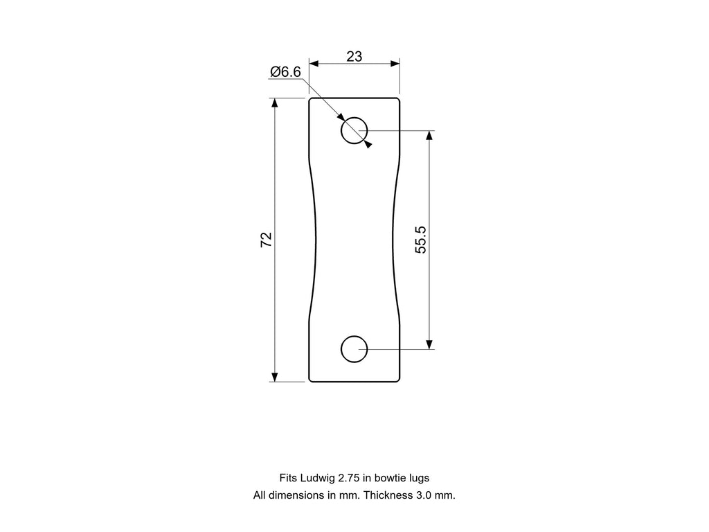Drum Lug Spacer/Gasket - Ludwig Compatible Drum Part Replacement (2.75" Bowtie Lugs) Diagram