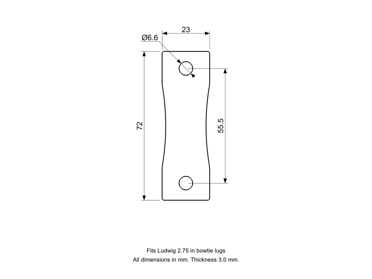Drum Lug Spacer/Gasket - Ludwig Compatible Drum Part Replacement (2.75" Bowtie Lugs) Diagram