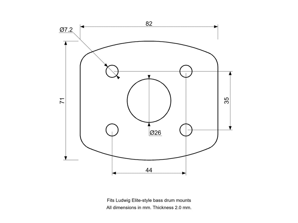 Bass Mount Spacer - Ludwig Compatible Drum Part Replacement (Elite-Style) Diagram