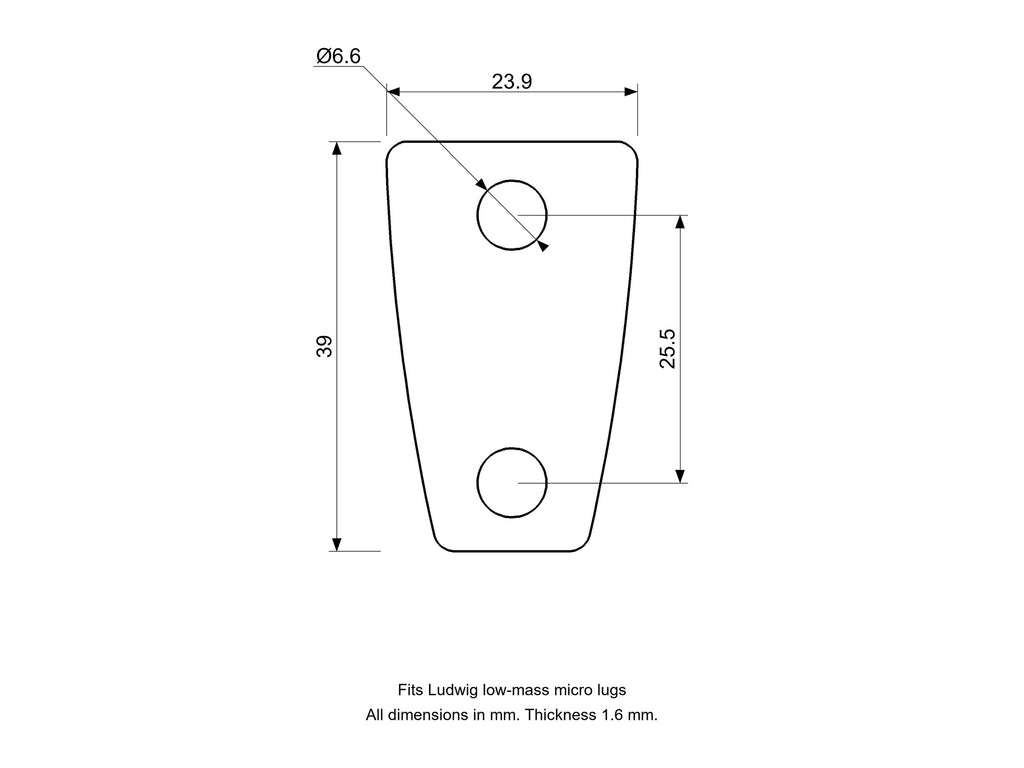 Drum Lug Spacer/Gasket, Ludwig Compatible Drum Part Replacement. Low Mass Mini-Lug (Micro-Lugs) Diagram
