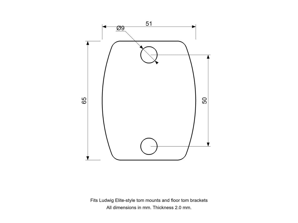 Tom Mount/Floor Tom Bracket Spacer - Ludwig Compatible Drum Part Replacement (Elite-Style) Diagram