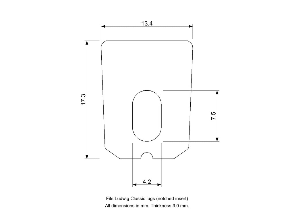 Lug Nut Stopper Insert (Notched), Ludwig Classic Lug Compatible Drum Part Replacement Diagram