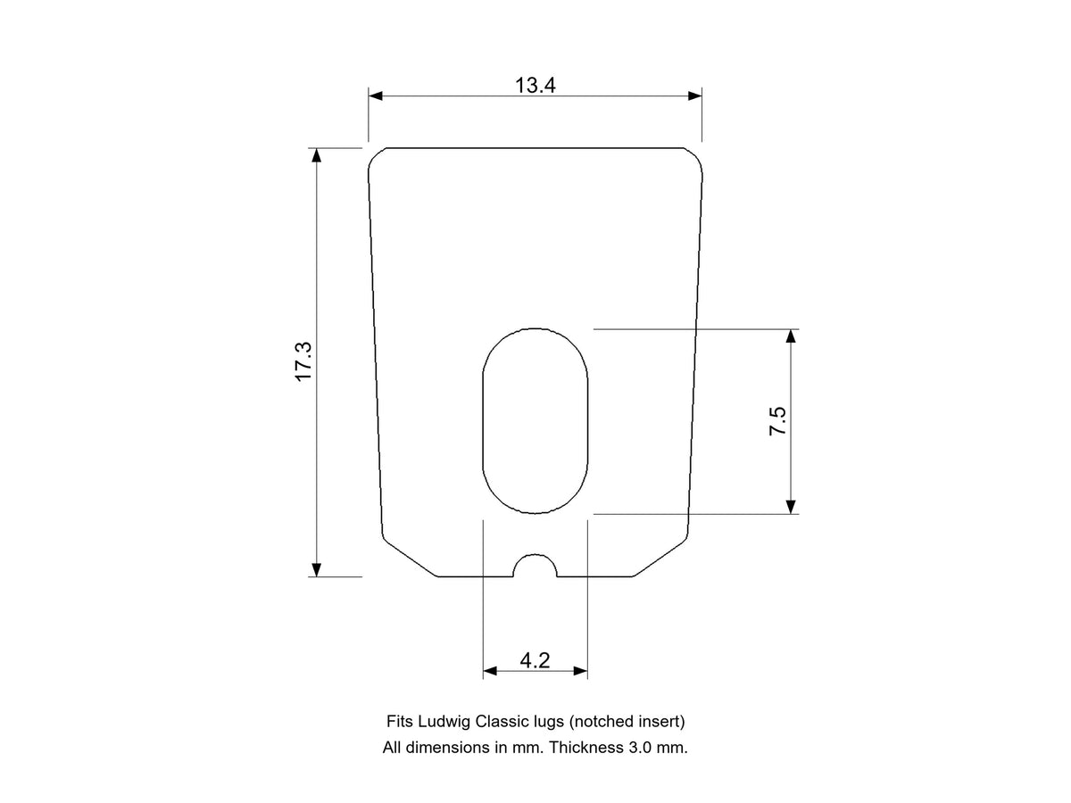 Lug Nut Stopper Insert (Notched), Ludwig Classic Lug Compatible Drum Part Replacement Diagram