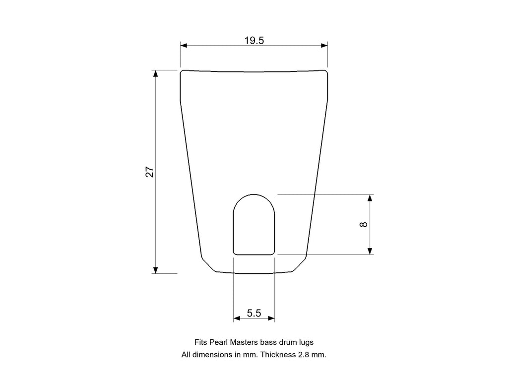 Bass Lug Nut Stopper Insert, Pearl Masters Compatible Drum Part Replacement Diagram