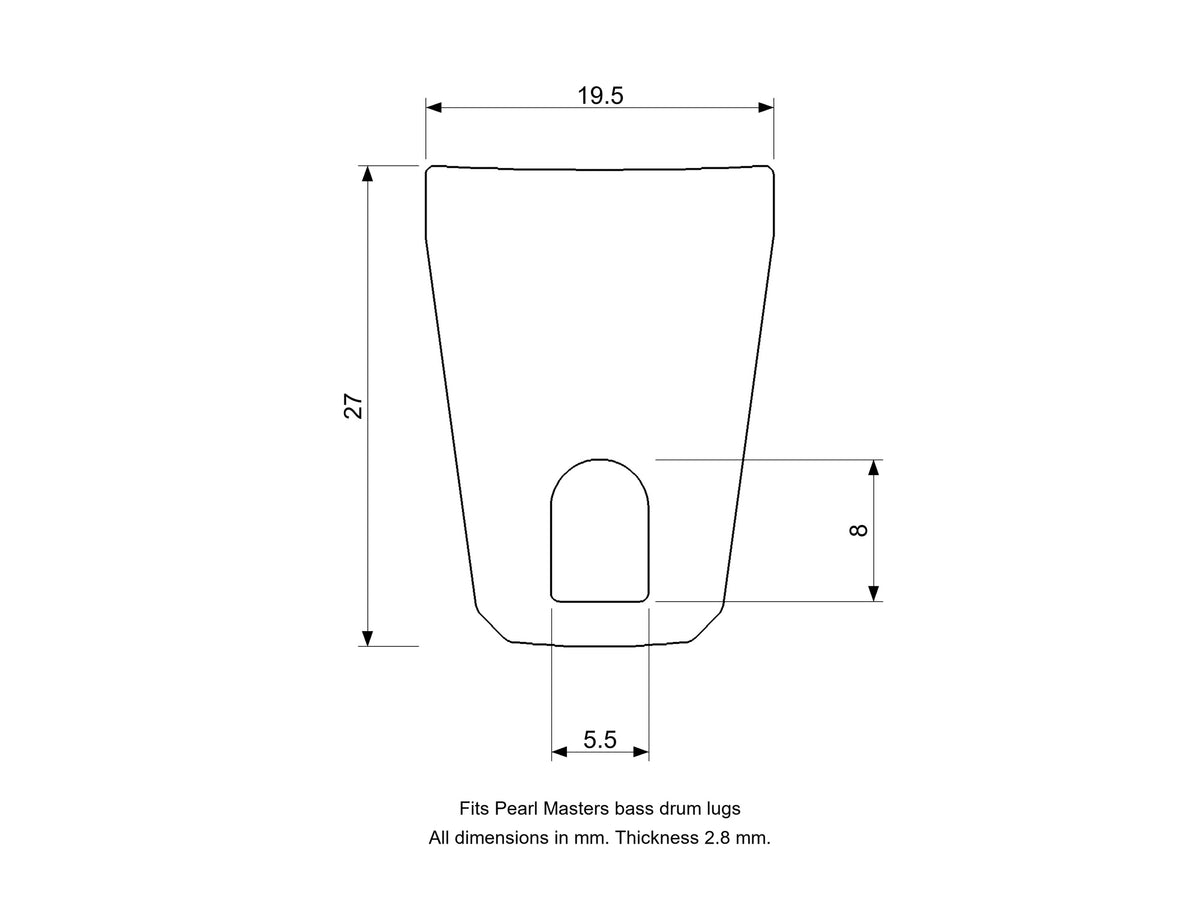 Bass Lug Nut Stopper Insert, Pearl Masters Compatible Drum Part Replacement Diagram