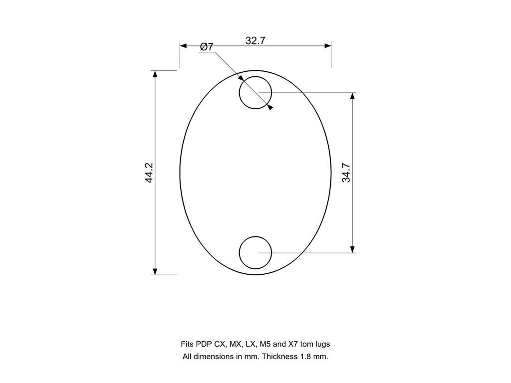 Drum Tom Lug Spacer/Gasket, PDP Compatible Drum Part Replacement (CX/MX/LX/M5/X7) Diagram