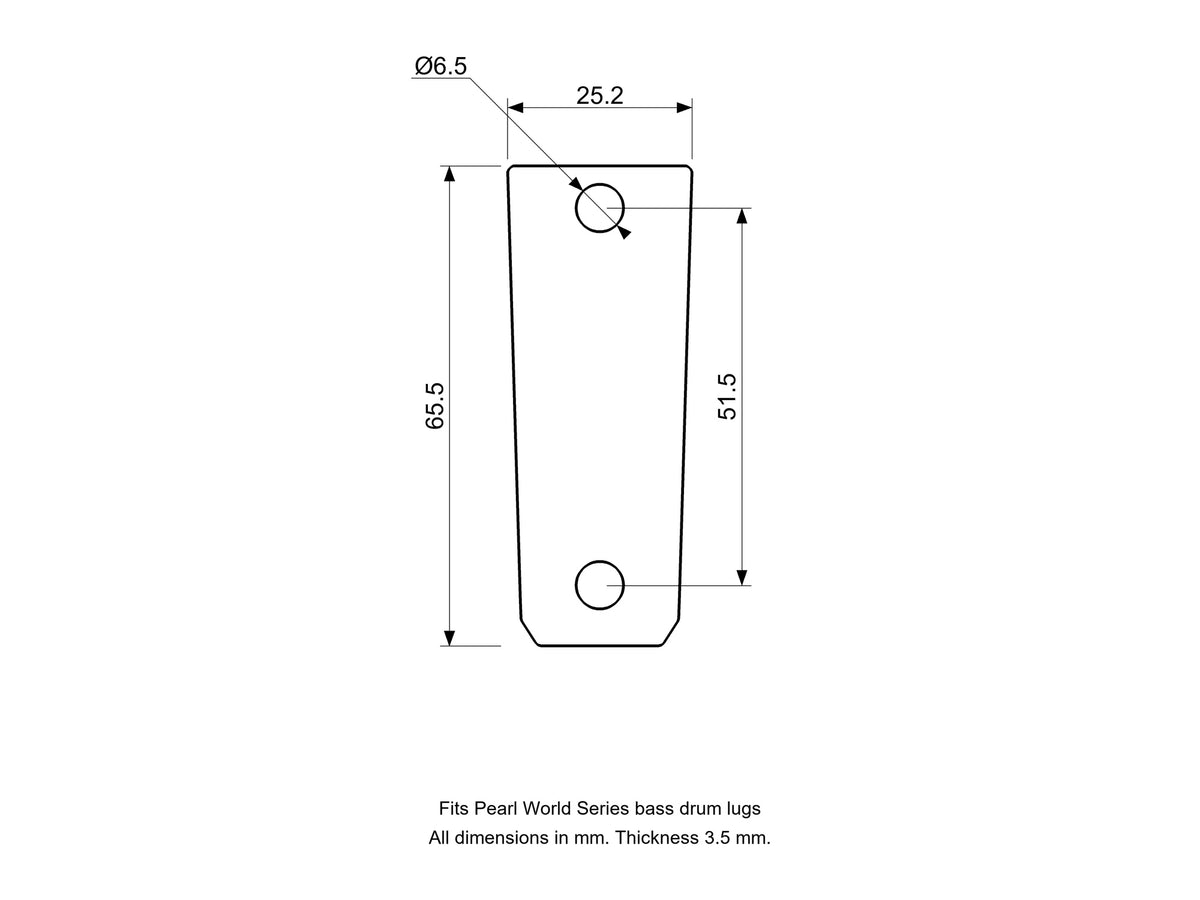 Bass Drum Lug Spacer/Gasket - Pearl Compatible Drum Part Replacement (World Series) Diagram