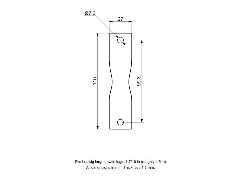Drum Lug Spacer/Gasket - Ludwig Compatible Drum Part Replacement (Large Bowtie) Diagram