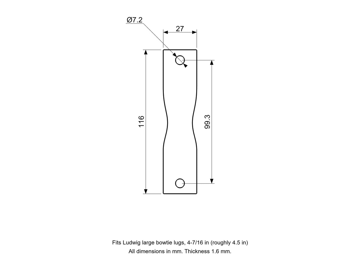 Drum Lug Spacer/Gasket - Ludwig Compatible Drum Part Replacement (Large Bowtie) Diagram