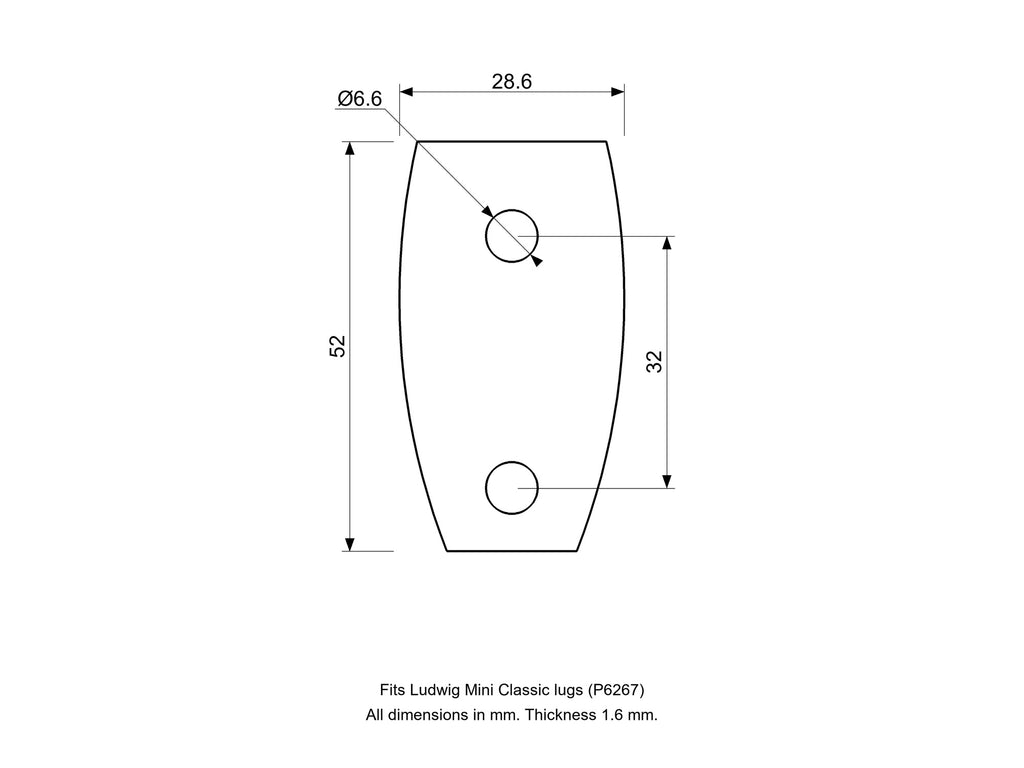 Ludwig Drums, Classic Mini Lug, 3D Printed Spacer/Gasket, (P6267) Color Options Diagram