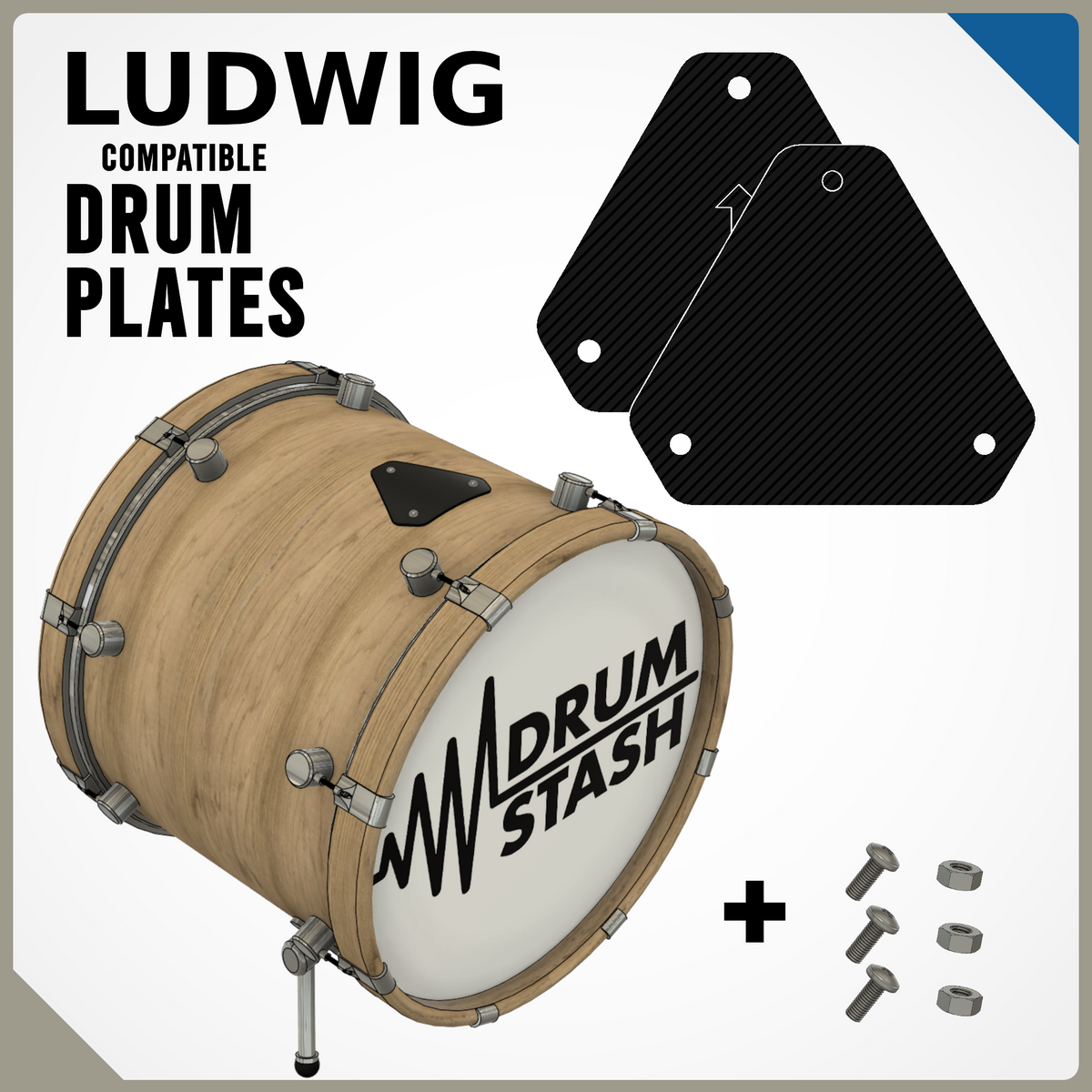 Ludwig Compatible Bass Drum Masking Plate (Modular), 3D printed drum part - photo 1