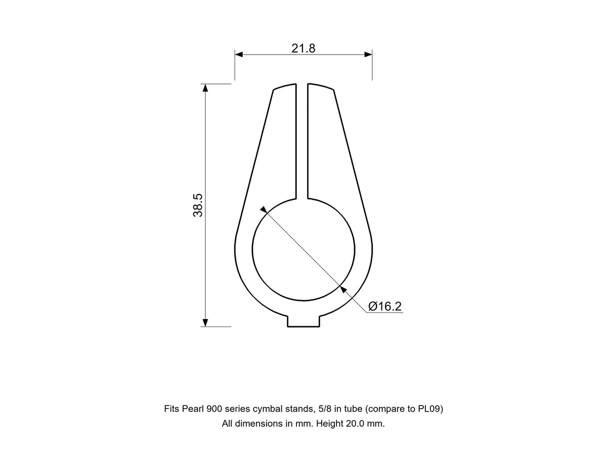 Pearl 900 Series Compatible 5/8" Bushing for Cymbal Stands, Drum Part Replacement (Compare to PL09) Diagram