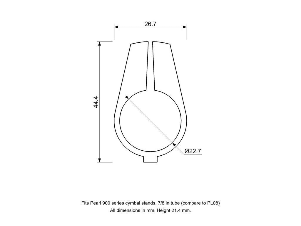 Pearl 900 Series Compatible 7/8" Bushing for Cymbal Stands, Drum Part Replacement (Compare to PL08) Diagram