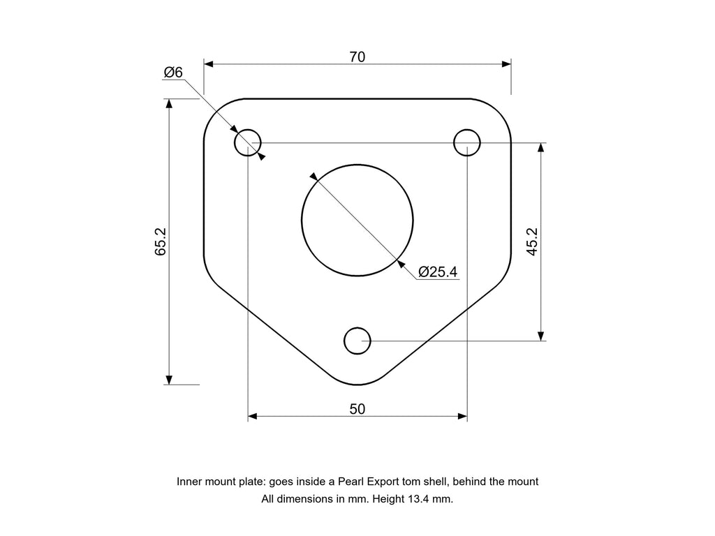 Inner Tom Drum Mount Plate, Pearl Export Compatible Drum Part Replacement Diagram