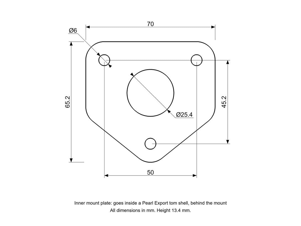Inner Tom Drum Mount Plate, Pearl Export Compatible Drum Part Replacement Diagram
