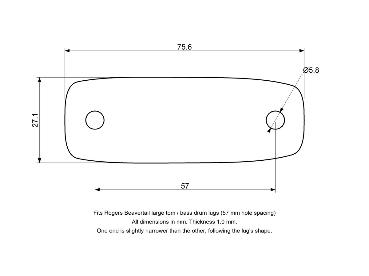 Large Lug Gasket - Rogers Beavertail Compatible Tom/Bass Drum Part Replacement (4854) Diagram