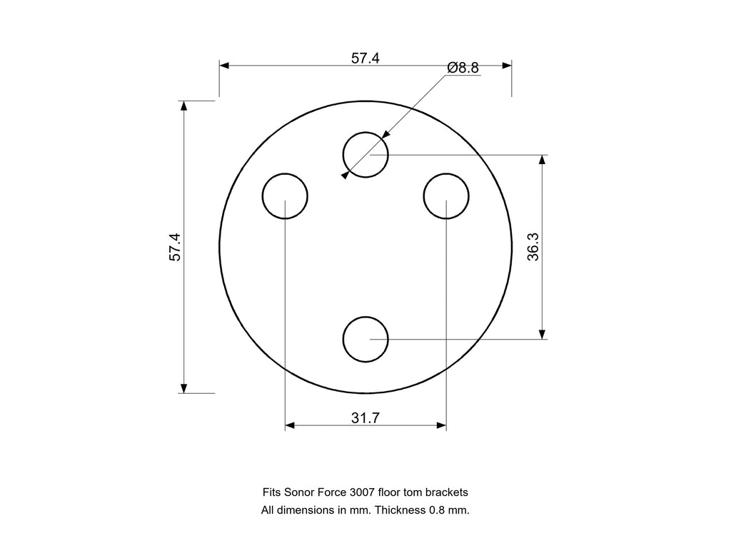 Floor Tom Bracket Spacer Sonor Force (3007) Compatible Drum Part Replacement Diagram