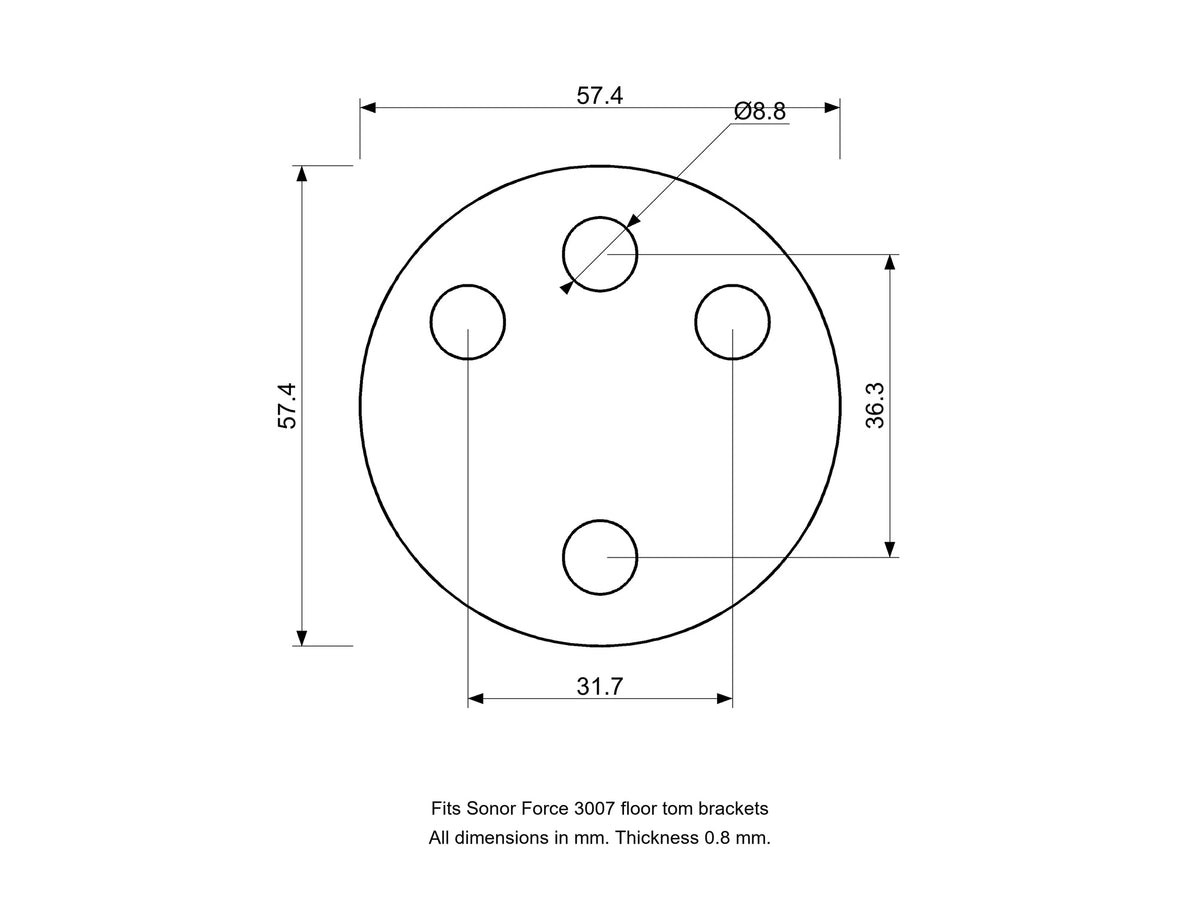 Floor Tom Bracket Spacer Sonor Force (3007) Compatible Drum Part Replacement Diagram