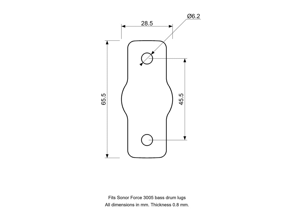 Bass Lug Spacer/Gasket, Sonor Force (3005) Compatible Drum Part Replacement Diagram