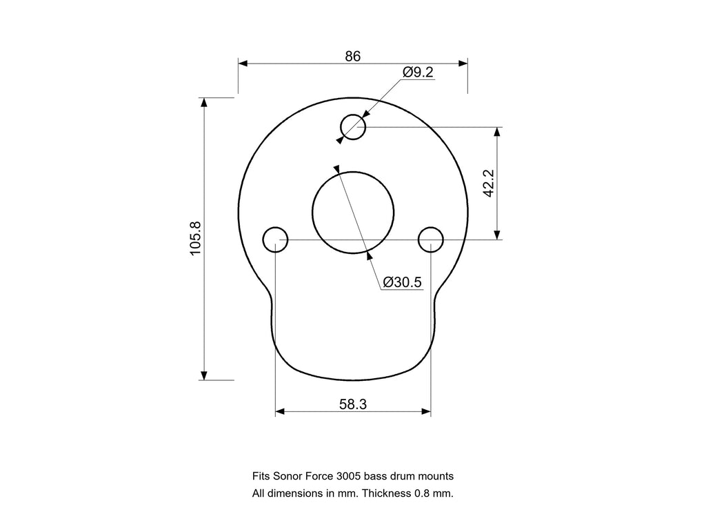 Bass Mount Spacer - Sonor Force (3005) Compatible Drum Part Replacement Diagram
