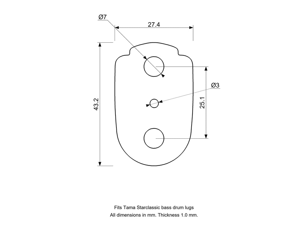 Bass Lug Spacer/Gasket, Tama Starclassic Compatible Drum Part Replacement Diagram