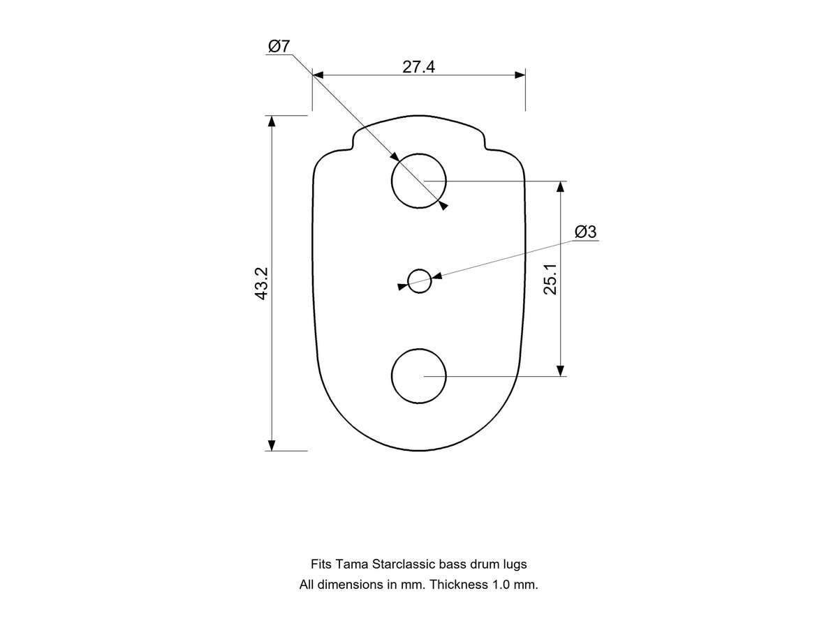 Bass Lug Spacer/Gasket, Tama Starclassic Compatible Drum Part Replacement Diagram