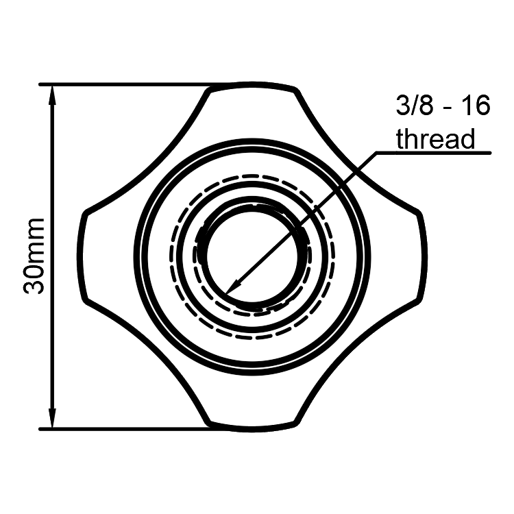 Tama Club Jam-Style Bass Drum Spur Nut, Drum Part Replacement (3/8-16 thread), 3D printed drum part - photo 2