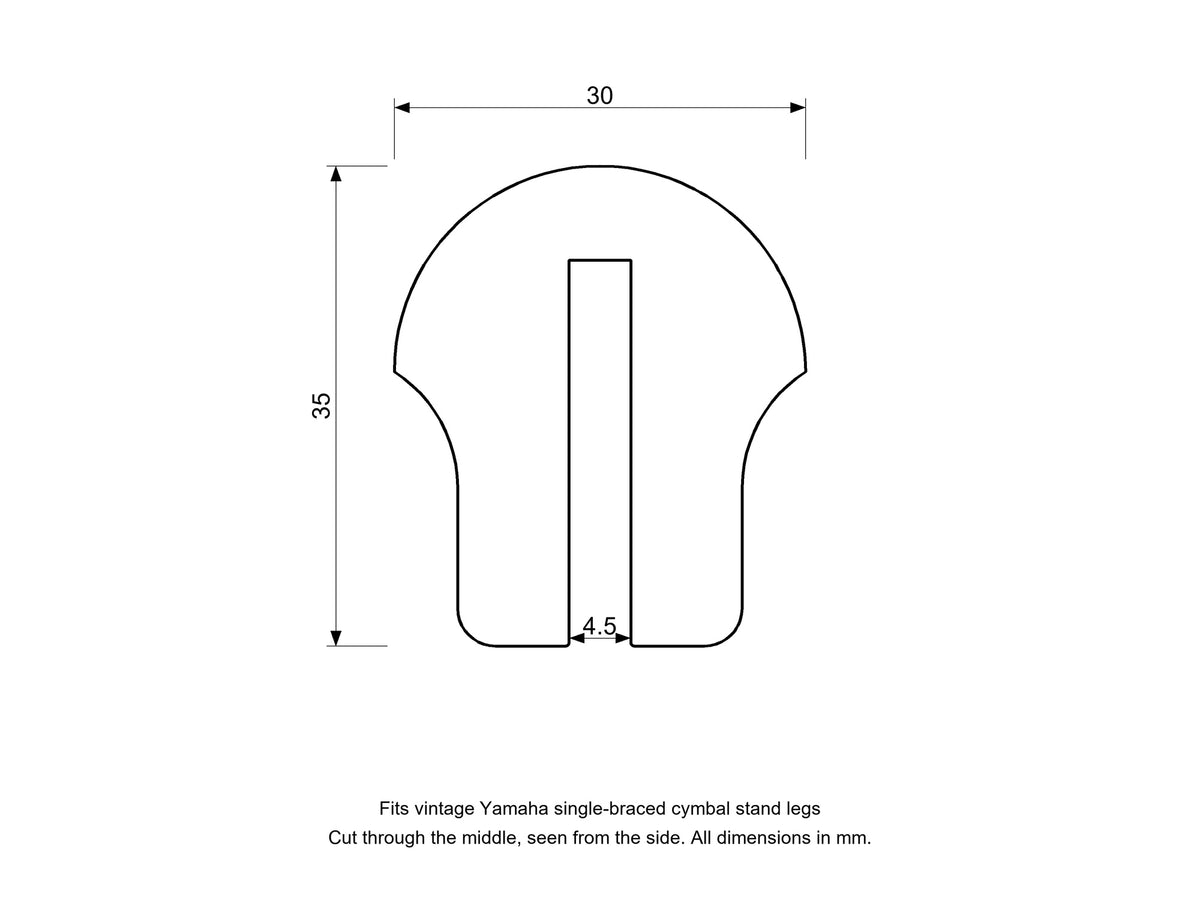 Vintage Cymbal Stand Foot - Yamaha Drum Part Replacement (Single Braced) Diagram