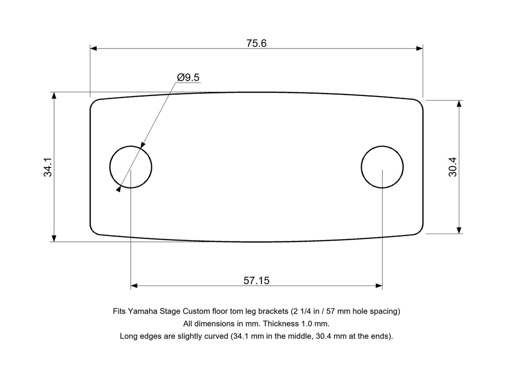 Floor Tom Bracket Gasket - Yamaha Stage Custom Compatible Drum Part Replacement (ZP061400) Diagram