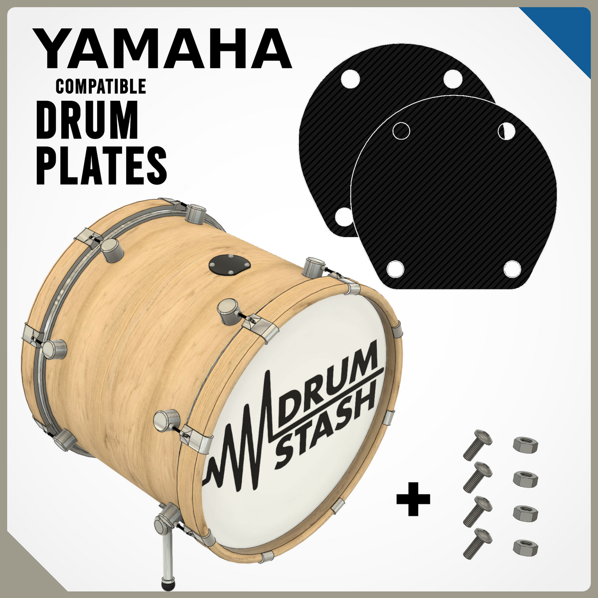 Yamaha Low-Mass/Hybrid Compatible Bass Drum Masking Plate, 3D printed drum part - photo 1