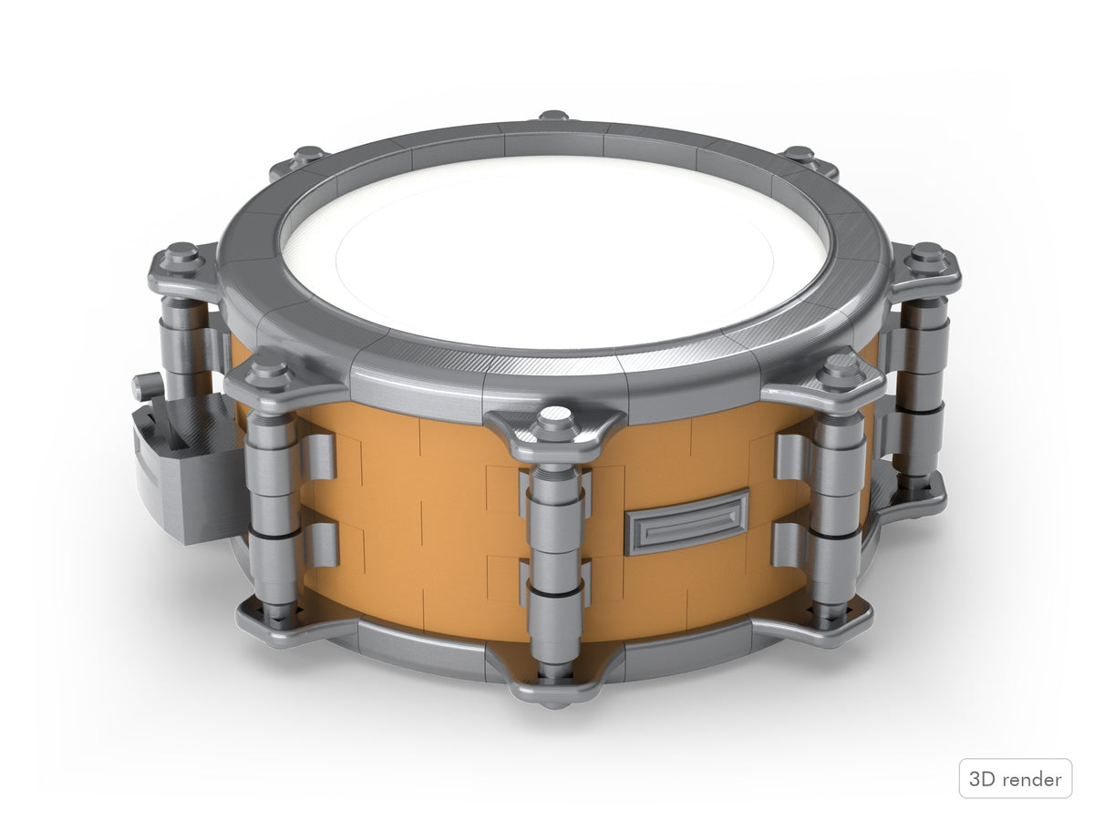 Beat Blokz - 1/4 Scale Snare Drum - Kit - Light Brown shell, no pinstripe (3D render)