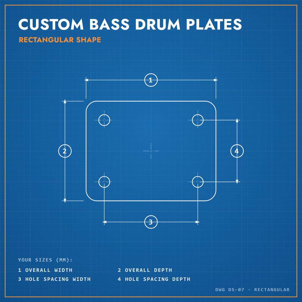 Custom Bass Drum Plates: rectangular