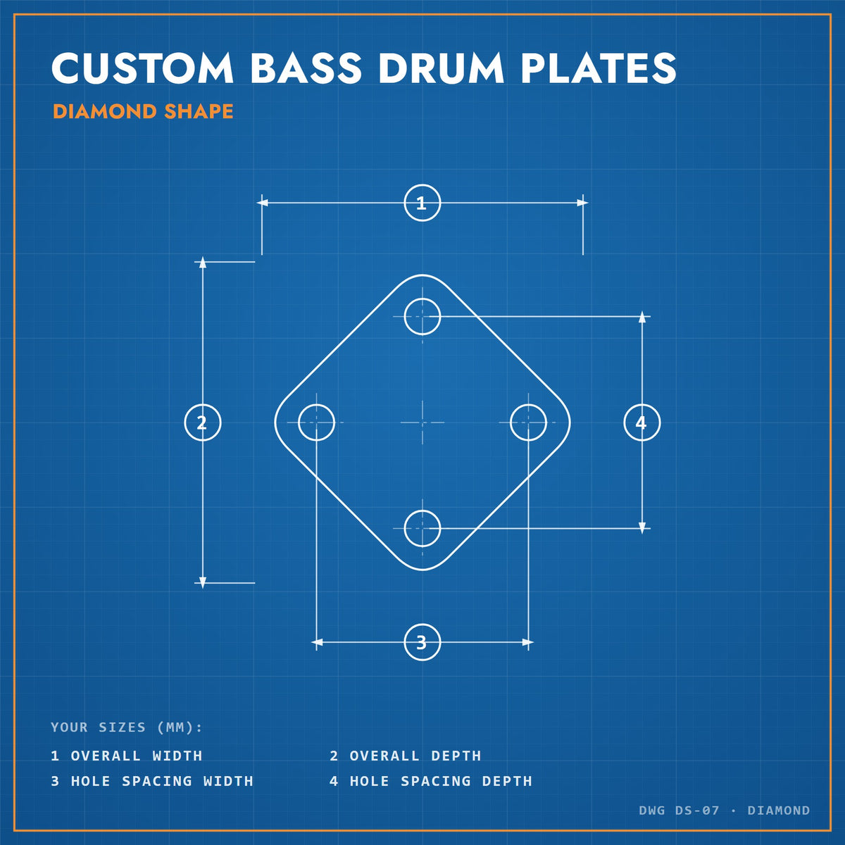 Custom Bass Drum Plates: diamond
