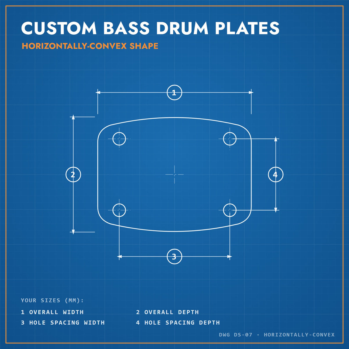 Custom Bass Drum Plates: horizontally convex